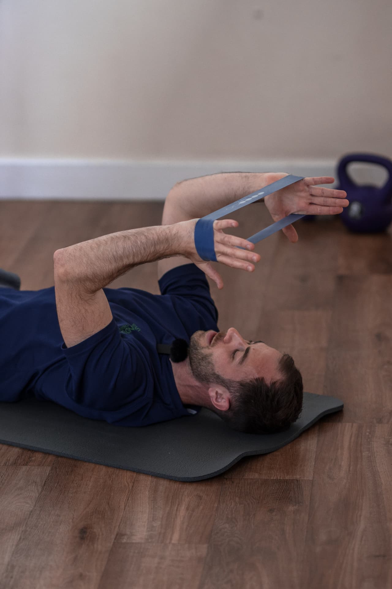 Resistance band exercise demonstration for Swindon Sports Therapy